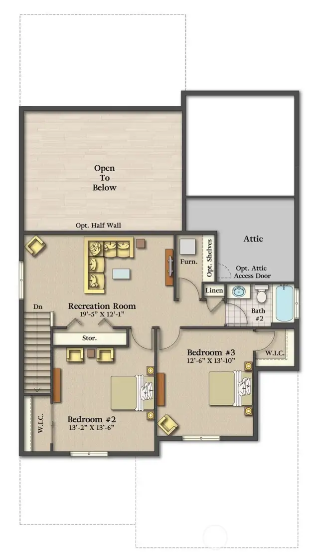 Upper level rendering