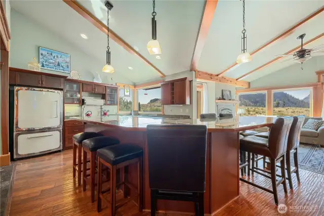 Large eat-in kitchen with giant island