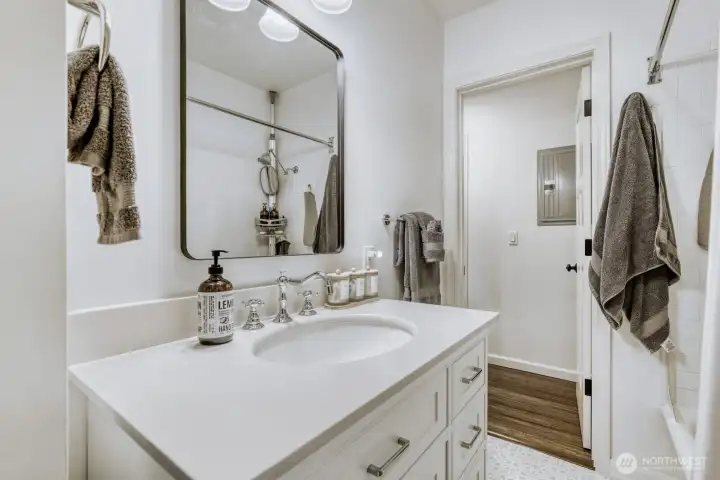 Relax in this spa like bathroom... Old meets new