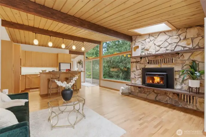 The easy open floor plan gives a mid century modern feel.  You can see from this photo the privacy of this space.