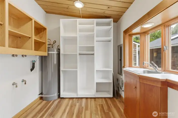 Pantry & Laundry Room with a sink and ample shelving/storage.