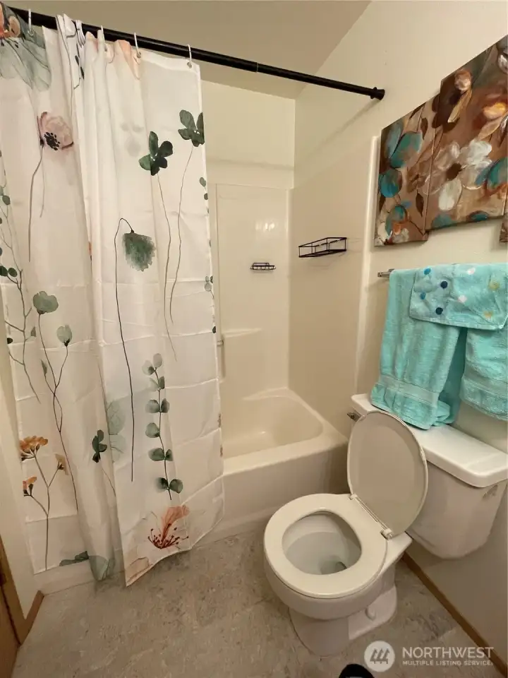 Main guest bath has full tub