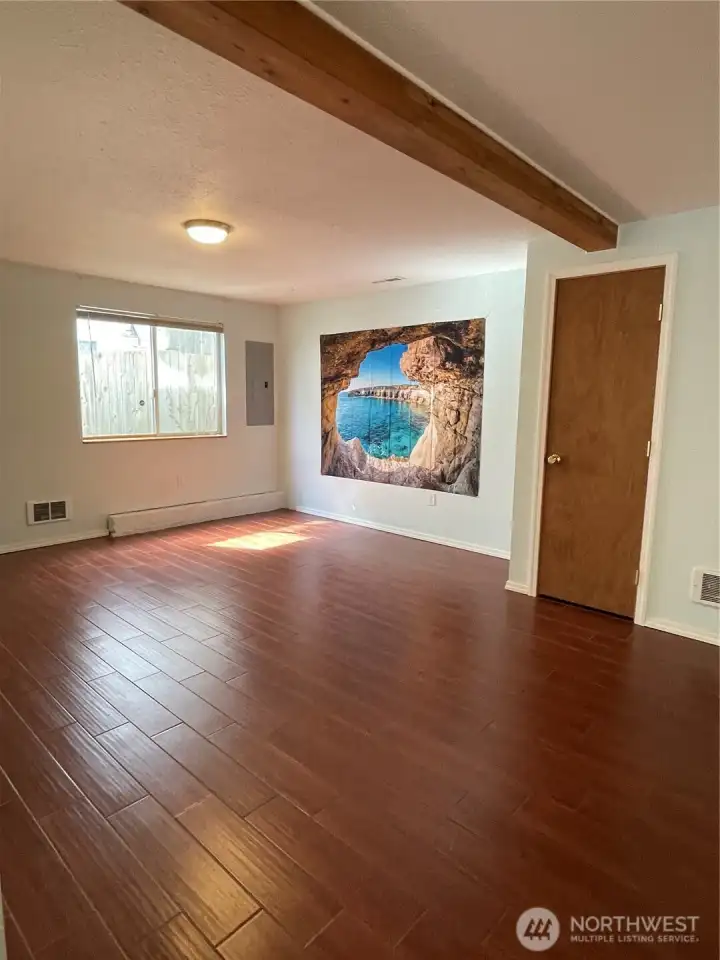 Downstairs flex area with closet