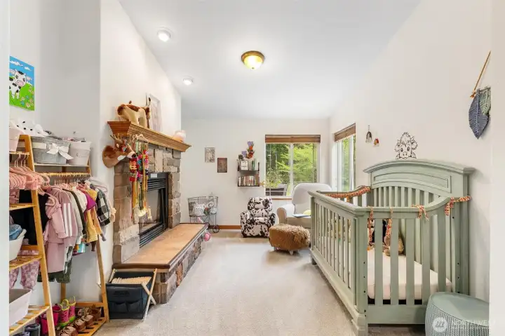 Sitting area in primary with fireplace.