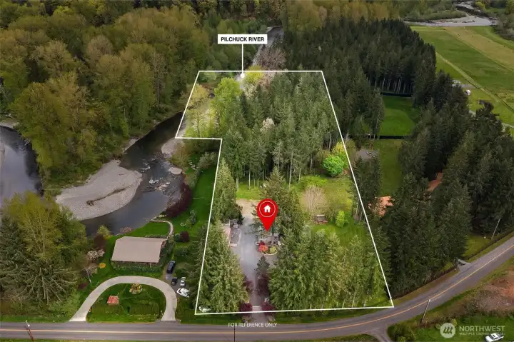 Property goes over the Pilchuck River.