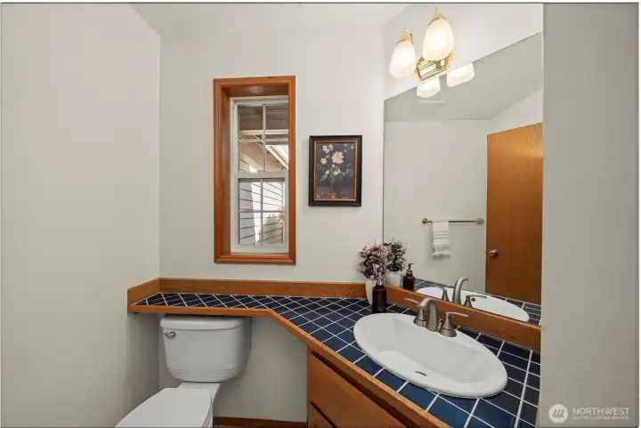 1/2 bathroom on main level of home.