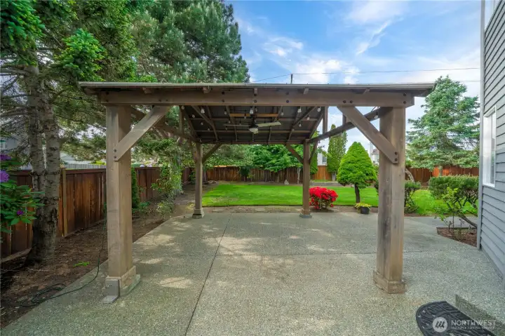 Large gazebo with fan and lighting!