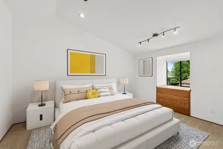 Primary bedroom is virtually staged.