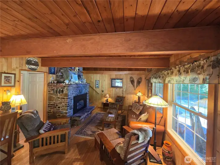 The beautiful woodwork throughout the home gives it a wonderful cabin in the woods feel.