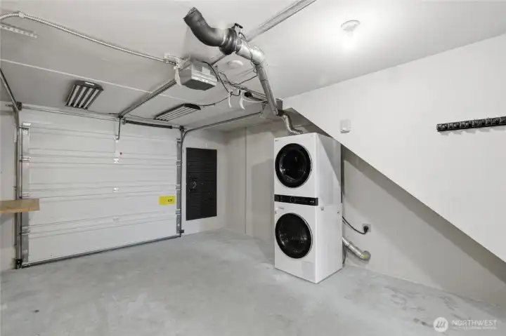 1-car attached garage with extra storage space