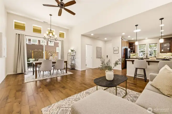 Dining Area. Hardwood floors and an open layout connect the dining space to the kitchen and living room for effortless flow. Dining Area. Hardwood floors and an open layout connect the dining space to the kitchen and living room for effortless flow.