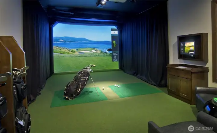 Golf season never ends at Trilogy! Gather your friends, grab a drink from The Mantel, and head to the Lodge's premium virtual golf simulator. Whether you're practicing your drive or playing a full 18 on a bucket-list course, this is resort living at its finest Golf season never ends at Trilogy! Gather your friends, grab a drink from The Mantel, and head to the Lodge's premium virtual golf simulator. Whether you're practicing your drive or playing a full 18 on a bucket-list course, this is resort living at its finest