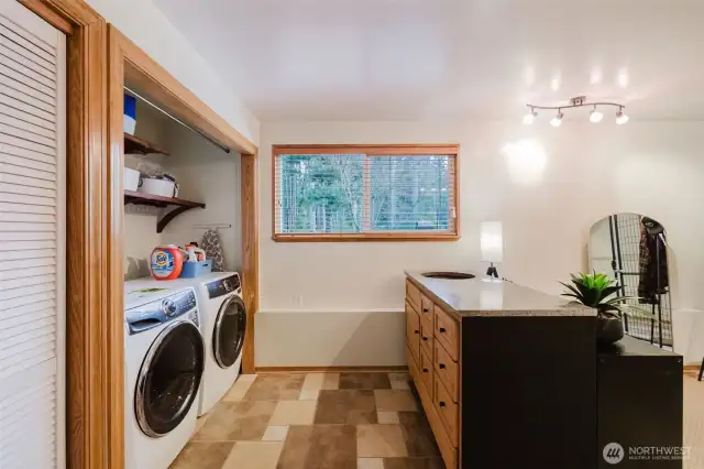 New washer and dryer in the utility area