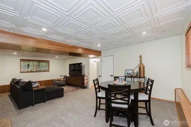 Wood fireplace in the family room