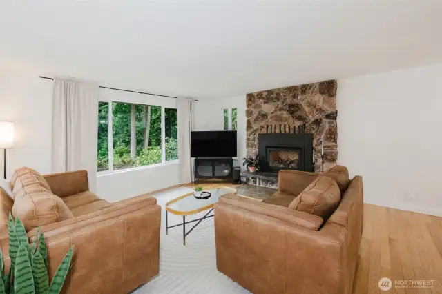 Living room with propane fireplace