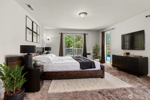 Virtually staged primary bedroom