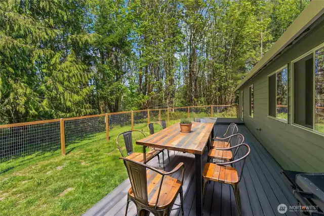 Virtually staged back patio deck