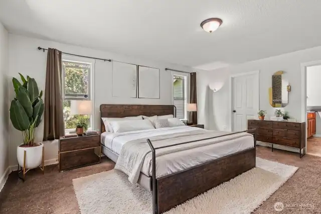 Virtually stage primary bedroom