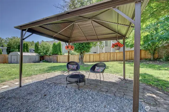 Gazebo adds a great shaded area to hang out!
