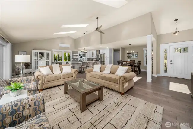 Home has been updated with a reconfigured layout of kitchen, dining, and great room