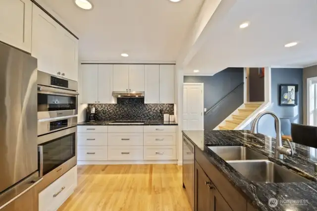 Sleek built-in stainless steel appliances