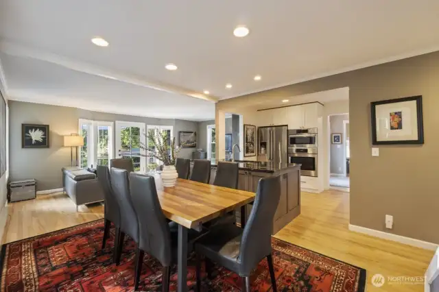 Ash wood flooring adds warmth and elegance to the main level