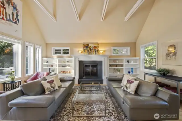 Cozy propane fireplace for year-round Pacific Northwest comfort