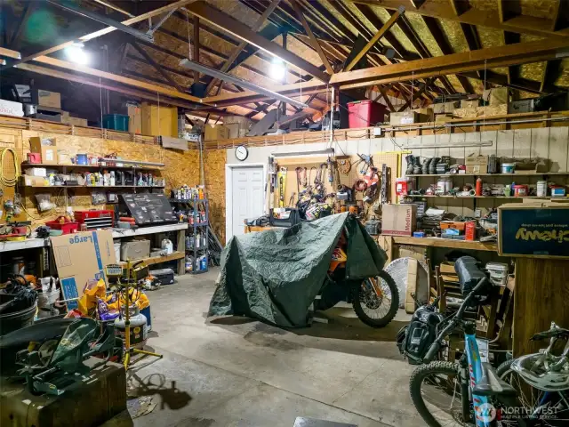 Roomy Garage with Work Benches