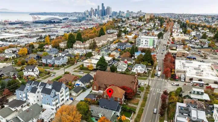 Off to the north is downtown Seattle with the sound to the west.