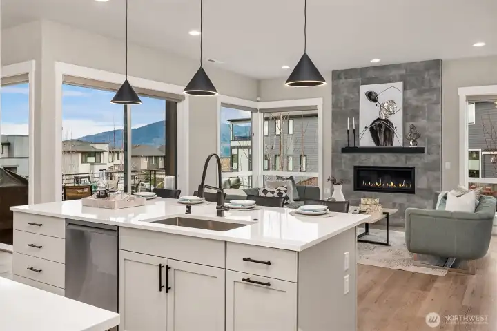 Designer Lighting and Oversized Windows for Maximum light!