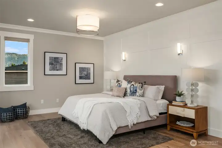 Generously sized for King side bed plus Side tables