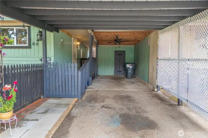Large covered area and storage room