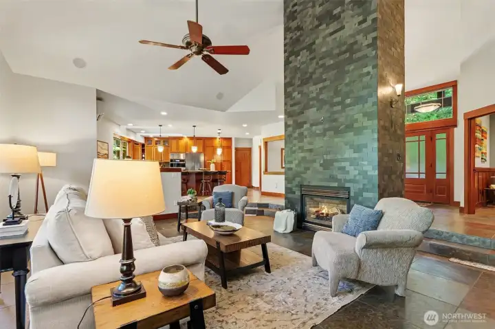 Great room features floor to ceiling fireplace Great room features floor to ceiling fireplace