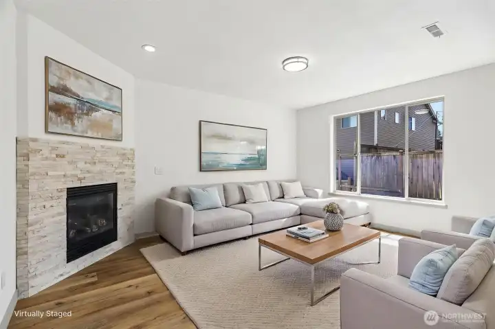 Virtually staged living room