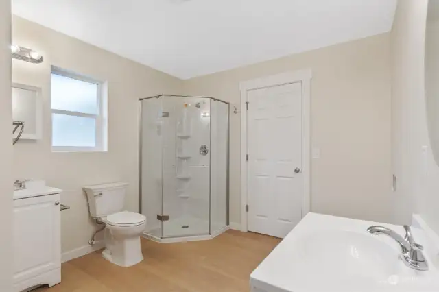 Master bath with his and hers sinks