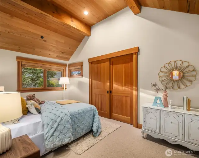Upstairs bedroom next to the ADU. Brand new premium wool carpet in all bedrooms & throughout the home.