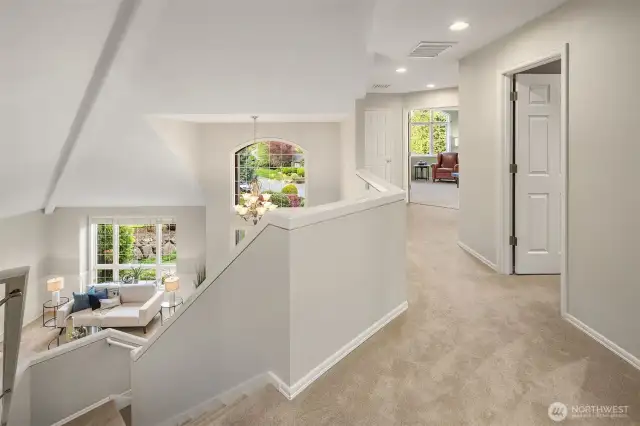 View from the open upstairs hallway.