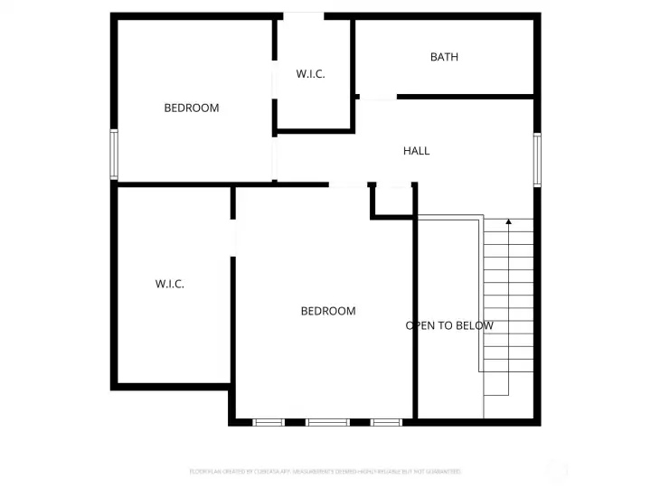 Upper level of the home includes two bedrooms with large walk-in closets, a full bath and a landing area large enough for a desk or reading nook.