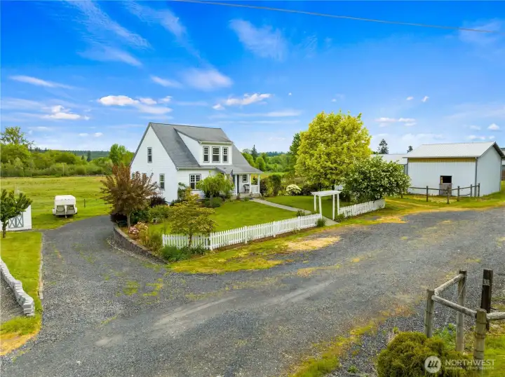 All weather crushed rock driveway for ease of parking vehicles or trailers.