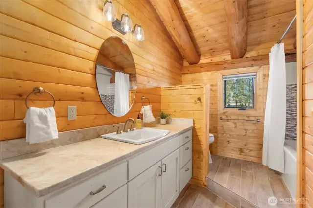 View of upstairs bathroom.