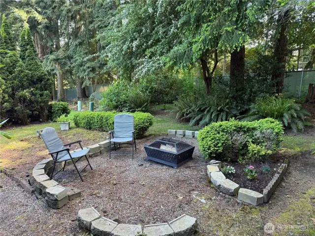 Backyard fire pit area.