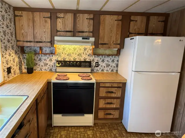 Newer fridge stays with house.
