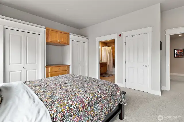 The Primary bedroom was thoughtfully appointed with three closets and convenient built-ins for added storage.