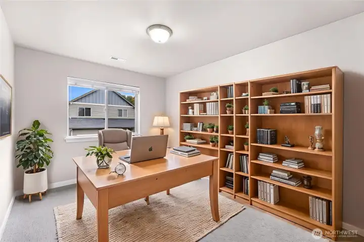 3rd bedroom or Office with new plush carpets and virtual staging