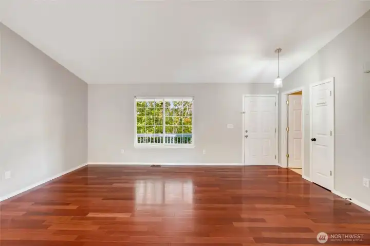 Look at those gleaming cherry hardwood floors!