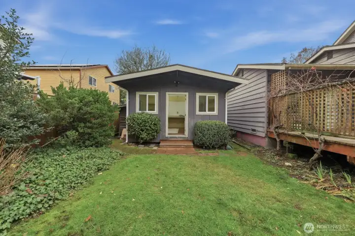 Backyard outbuilding.