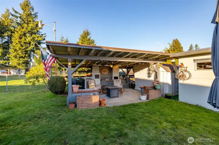 The covered outdoor area is a perfect place rain or shine!