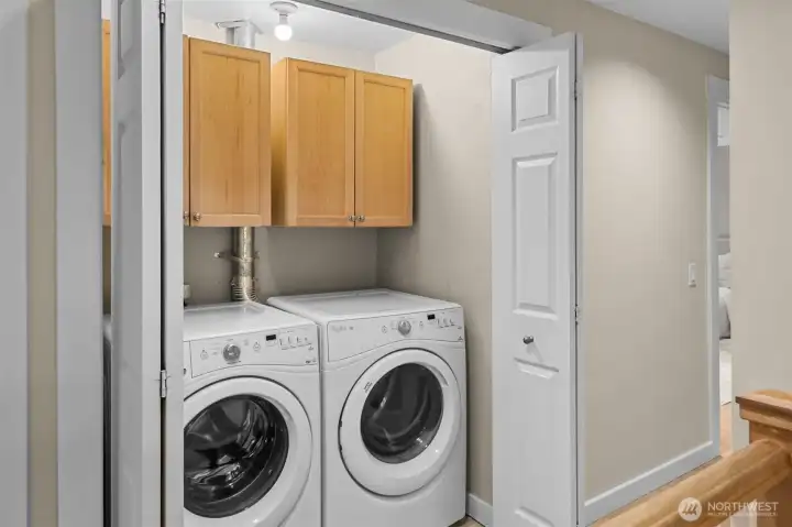 The laundry room is conveniently located near the upstairs bedrooms, making everyday routines simple and efficient while keeping everything right where you need it most.
