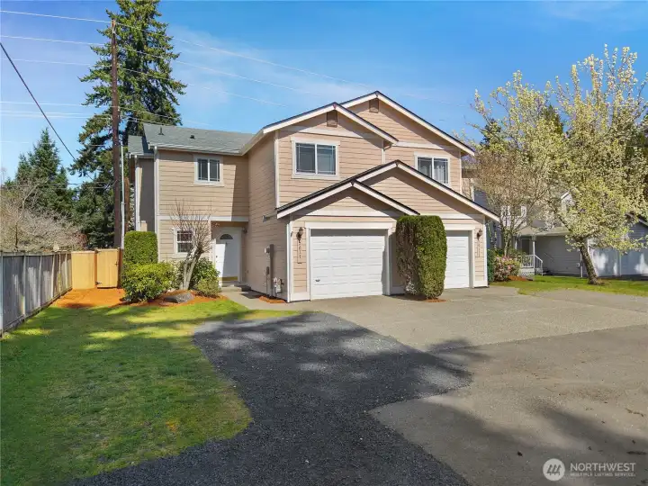 Great investment opportunity or owner-occupied duplex (live on one side and collect rent on the other). Both units feature 3 beds, 2.5 baths and 1,487 sq ft. fenced backyards and great Tumwater location!