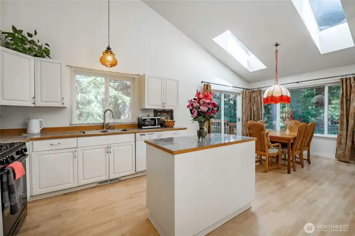 The beautifully refinished hardwood floors really stand out in this photo.